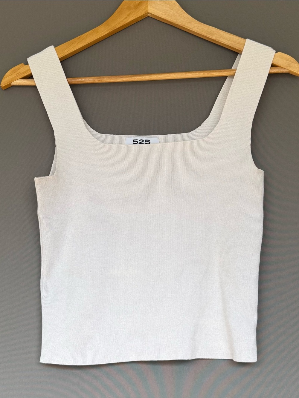 525 America Eva Square Neck Ribbed Sweater Tank Womens Ivory XS Minimalist